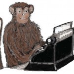 Detail from the book cover - a monkey with a typewriter