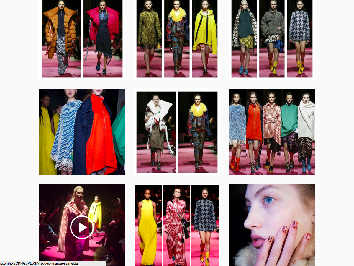 Marques Almeida on Instagram during London Fashion Week