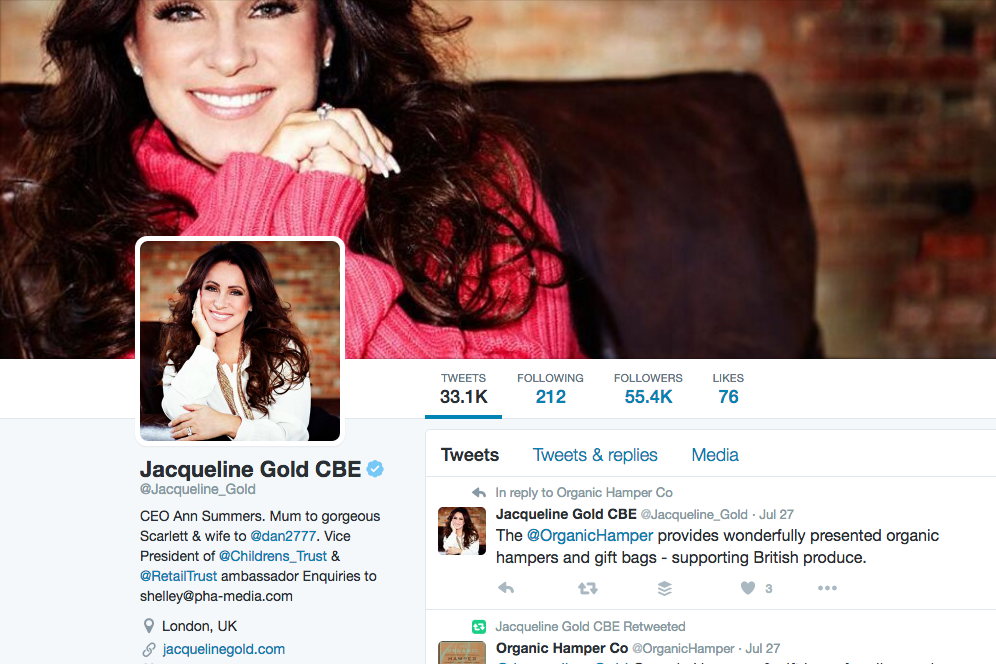 Jacqueline Gold on Twitter