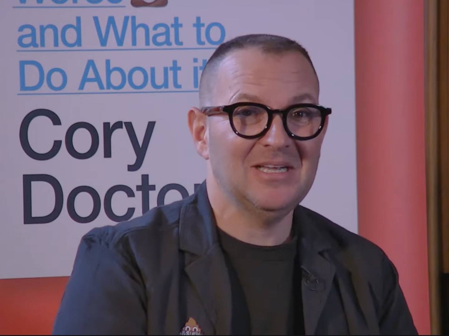 Cory Doctorow addressing tech union members at Congress House in November 2025